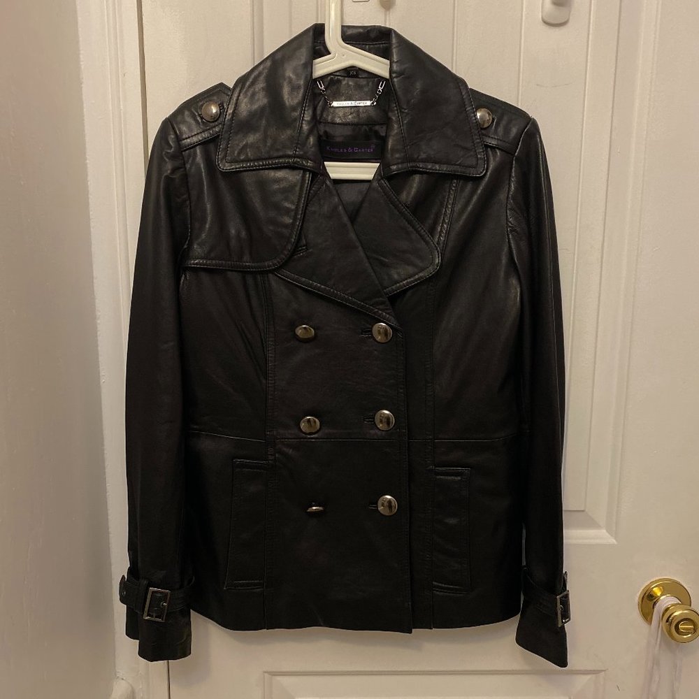 Knoles & Carter 100% Lamb skin short trench leather jacket